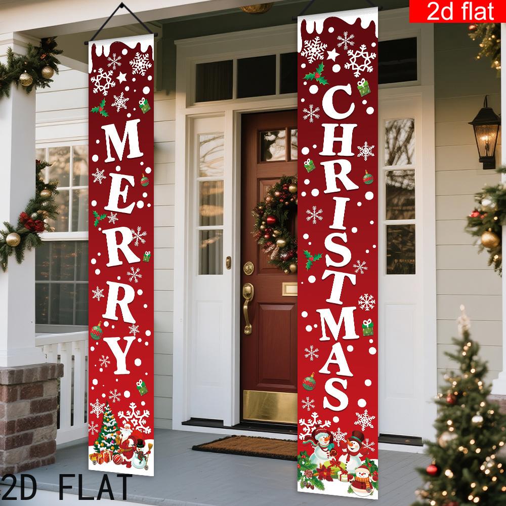 2pcs Christmas & Chinese New Year Snowflake Indoor/Outdoor Door Couplet Red