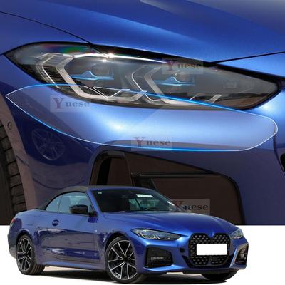 For BMW 4 Series M4 I4 -2024 2 Pcs Car Headlight Protective Film Transparent Smoked Black TPU Sticker
