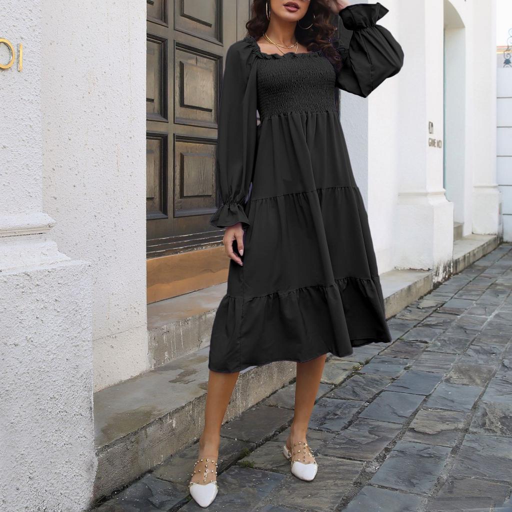 Kvinners Fasjonable Uformelle Sexy Sexy Komfortabel Kul Pustende Ensfarge Slank høy midje kjole