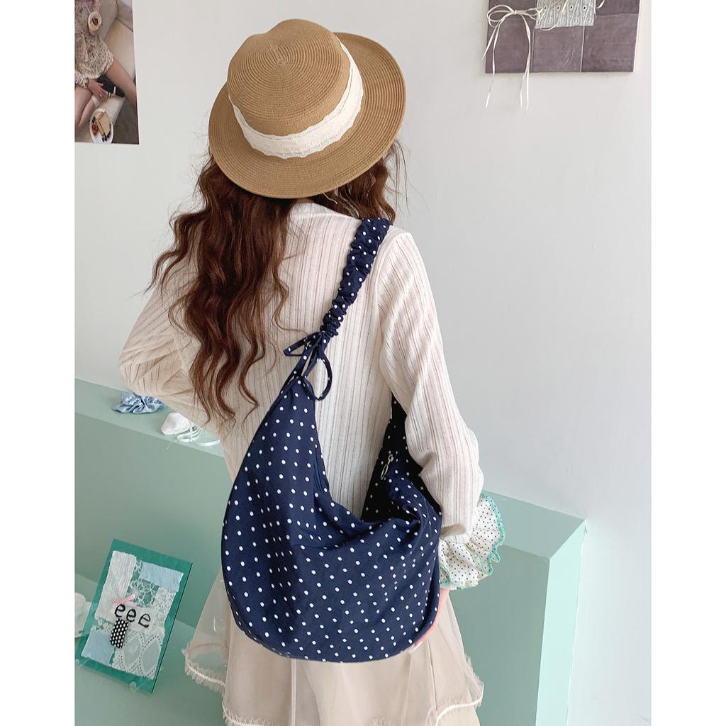 Spring New Polka Dot Crossbody Bag for Women Korean Style Casual Shoulder Handbag