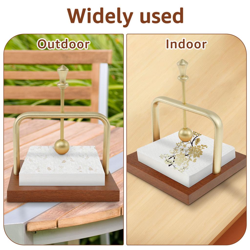 Dřevěný držák na ubrousky Stolní držák na ubrousky s váženým kovovým ramenem Moderní držák na koktejlové ubrousky pro domov, kuchyň, kancelář, restauraci