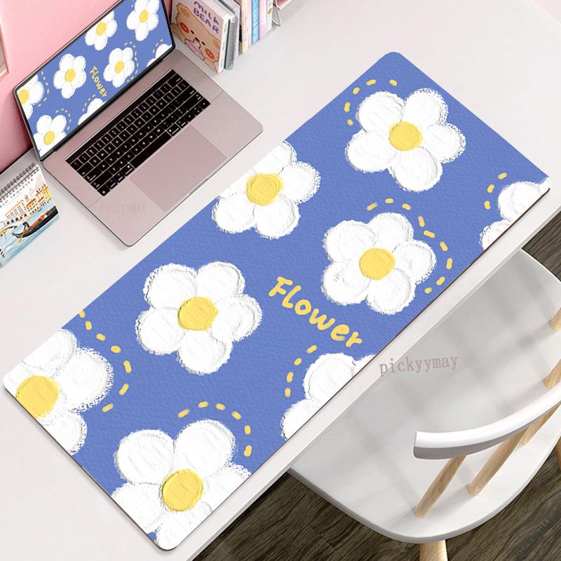 Large Mouse Pad Flower 100x50cm Locking Edge Big Computer Mousepads Cute Mousepad Big Keyboard Mat Gamer Mouse Pads Desk Mats