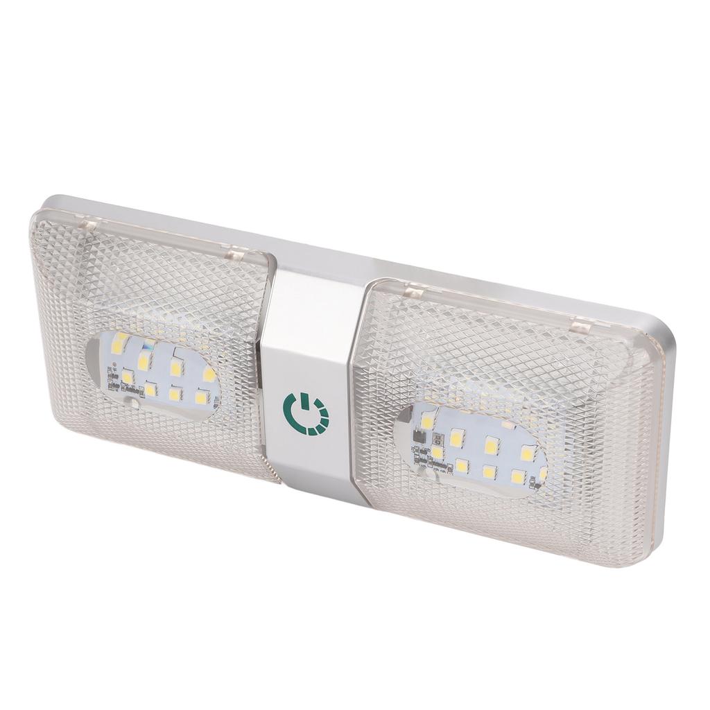 RV Ceiling Double Reading Light Touch Button Stepless 48 LEDs IP50 Waterproof Adjustable for Campers