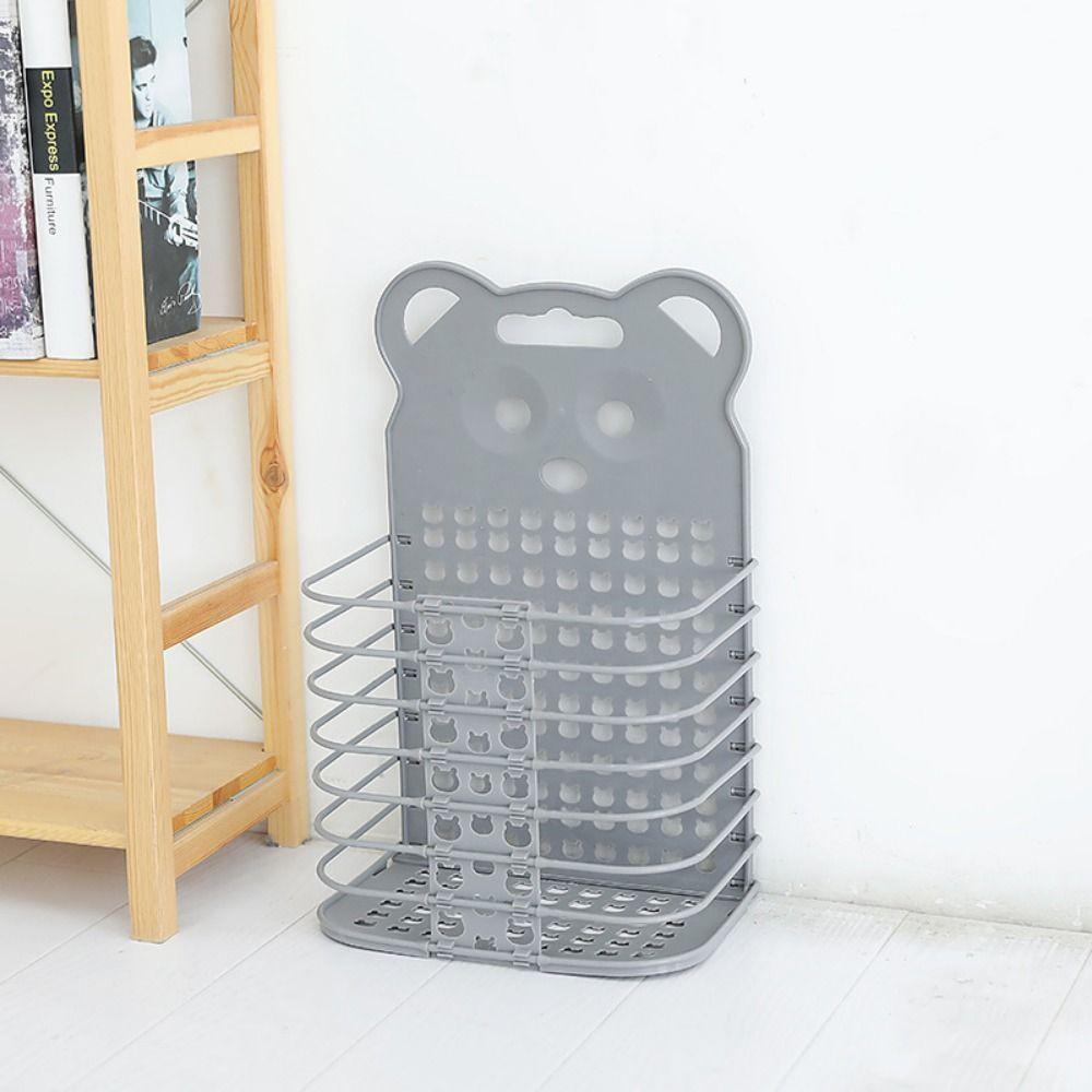 Foldable Wall-mounted Laundry Basket Plastic Dirty Clothes Storage Rack  for Bathroom