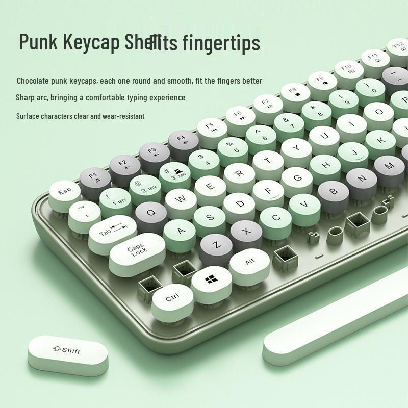 Bluetooth Wireless Silent Mechanical Keyboard & Mouse Set for Girls - Rechargeable and Stylish for Office Use