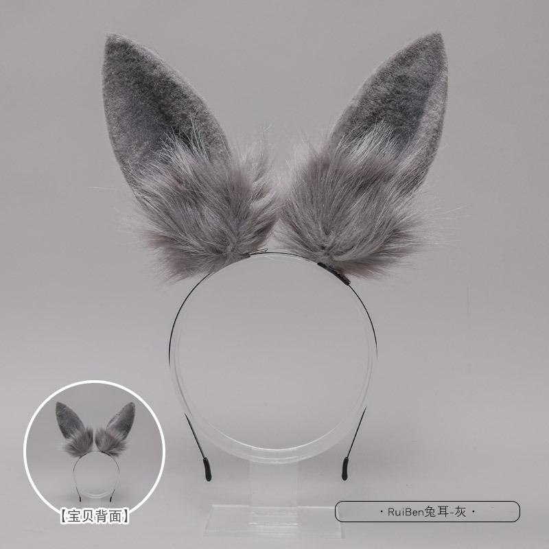 

Ручной работы плюшевый головной убор с ушками животного J аксессуары для волос заколка-олита фестиваль косплей кроличьи ушки ободок