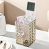 Square Plastic Makeup Brush Holder Desktop Cosmetic Storage Box With Bow Lipstick Eyeliner Makeup Organizer Jewelry Display Case