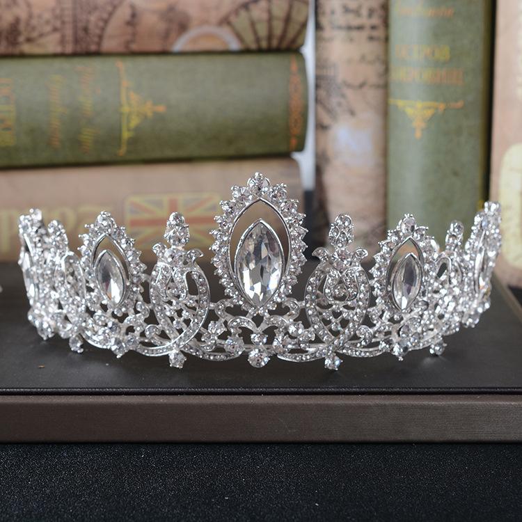 New bridal jewelry simple alloy rhinestone crown wedding headdress hair accessories wedding dress accessories