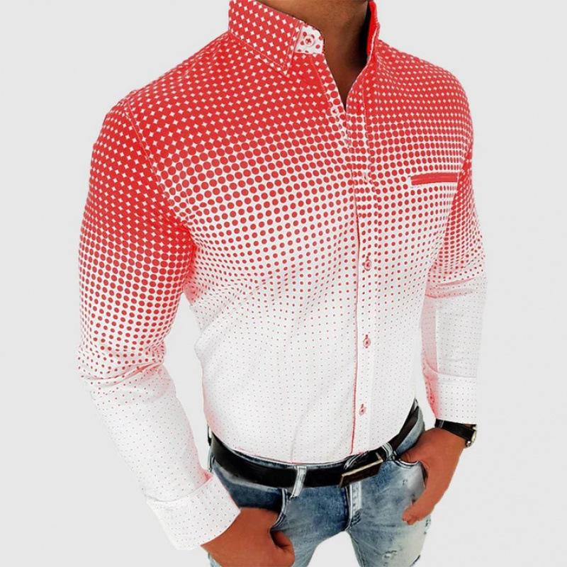 Camicia Essenziale a Maniche Lunghe con Stampa Astratta, per l'Uso Quotidiano