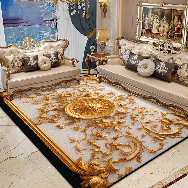 European Style Large Living Room Rugs Luxury Decor Home Bedroom Fluffy Plush Carpet Dining Room Washable Antiskid Soft Mat Floor