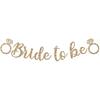 Pre-strung Bride To Be Banner - No DIY - Gold Glitter Bachelorette Bridal Party Banner In Script - Pre-strung Garland On 6 Ft Strand - Gold Bridal