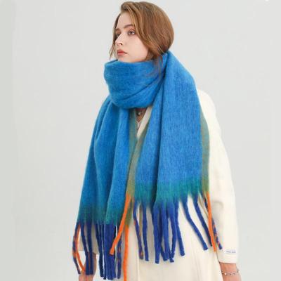Unisex Farbverlauf Quasten Imitationskaschmir Schal für Herbst & Winter