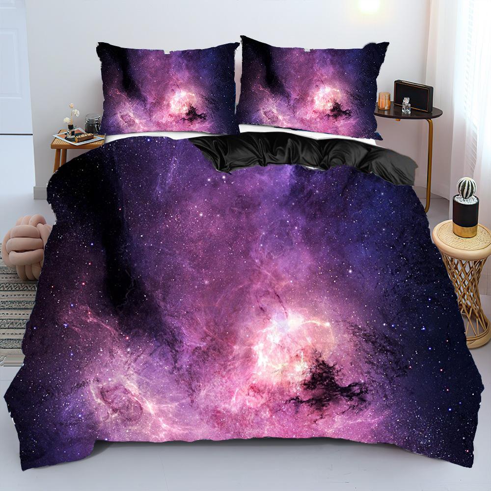 

3D Digital Printing Star Bed Three-Piece Set Printed Ins Pattern Fixed Supply Polyester Quilt Cover 135 * 200Cm 50 * 80cm * 1 two-piece set