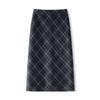 American Retro High Waist Plaid Woolen Skirt - Women's Autumn/Winter 2025 Bodycon Design
