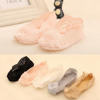 5 paia/lotto Calzini in Pizzo per Neonata Basso Senza Tracce Elastici Calzini Corti Piedi Slip Silicone