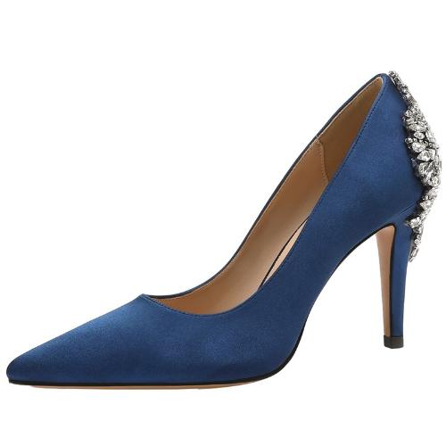 Fashion 2025 New Pointed Toe Stiletto Heels Satin Bridesmaid Party Shoes Large Rhinestone Wedding Fashion Women Shoes