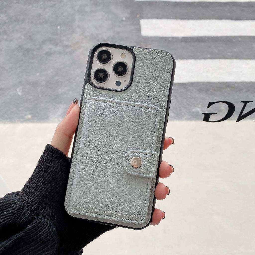 Applicable To Apple 14promax Mobile Phone Case iPhone13 Pro Lychee Pattern Left and Right Open Card Mobile Phone Case 12 Tide