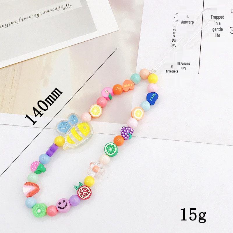 Pearl Bow Beaded Mobile Phone Lanyard Keychain Pendant Accessory