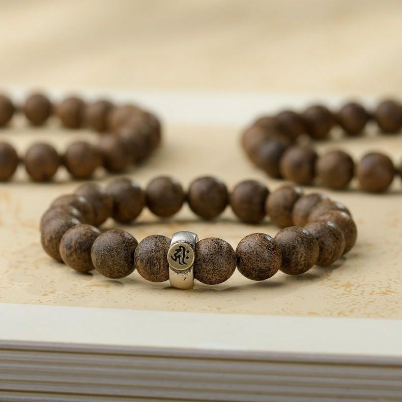 Genuine Ant Agarwood Bracelet for Men and Women s9Twelve Zodiac Buddha Silver Jewelry Wooden Bracelet Buddha Beads