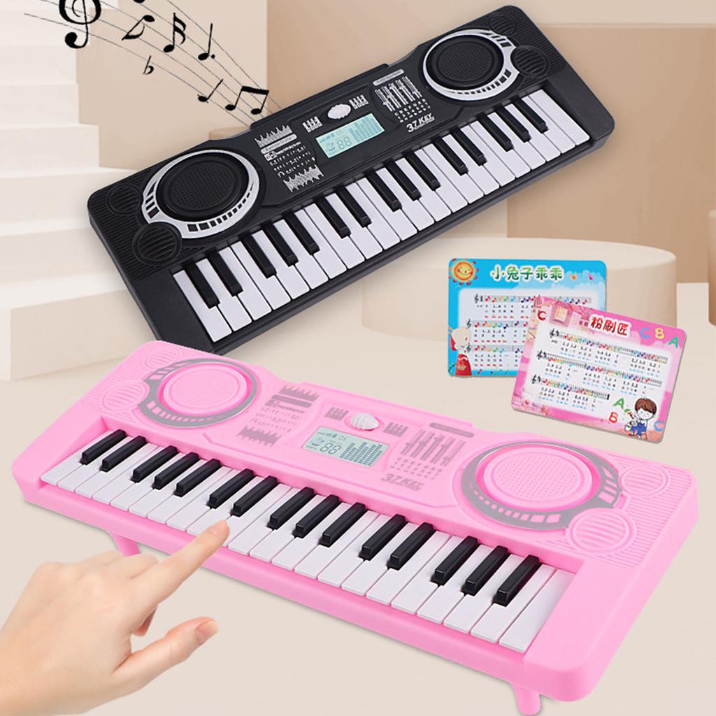 Kids Keyboard Piano 37 Key Portable Educational Musical Instrument Toy Electronic Digital Piano for Children Black