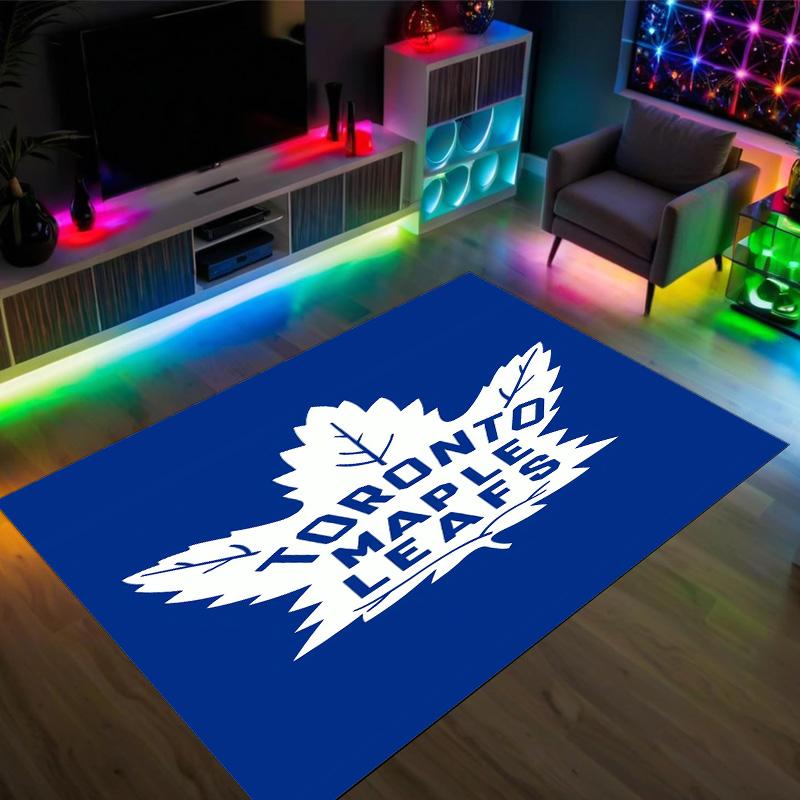 Toronto Maple Leafs Design Crystal Velvet Carpet Cozy Non?Slip Printed Rug For Bedroom Living Room Entrance