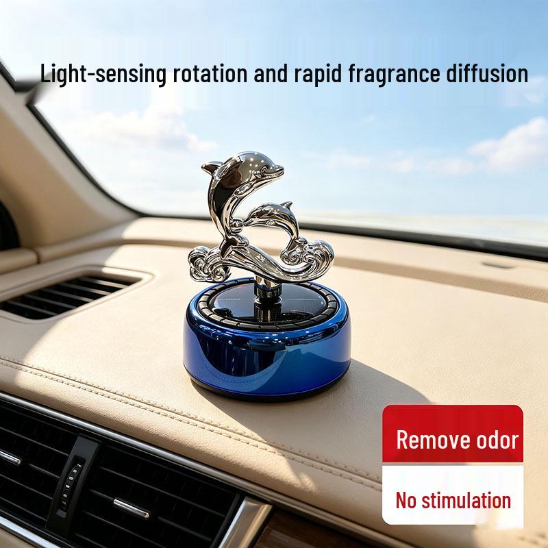 Dolphin Solar Car Air Freshener: Rotating Long-Lasting Perfume Ornament