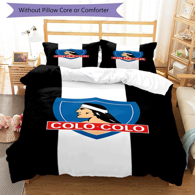 3 pièces Équipe de Football (34) Ensemble de housses de couette - Literie imprimée HD avec 1 housse et 2 taies d'oreiller - Parfait pour la décoration de la maison et des dortoirs