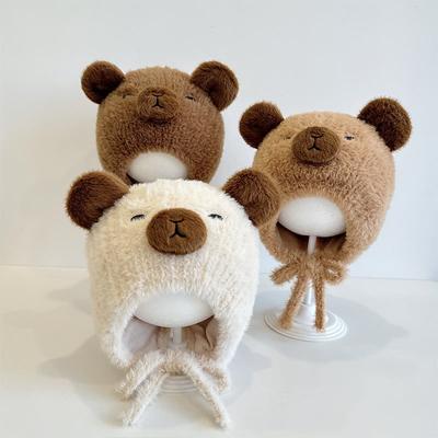 Winter Jungen- und Mädchenhüte niedlich super niedlich Capybara Plüsch Kinderhüte Säugling warme Ohrenmützen Mütze