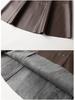 Women's Cross-Strap Leather A-line Skirt - Mid-length, High-waist, Slimming Umbrella Design, Fashionable Wide Hem, 2025 Autumn/Winter Collection.