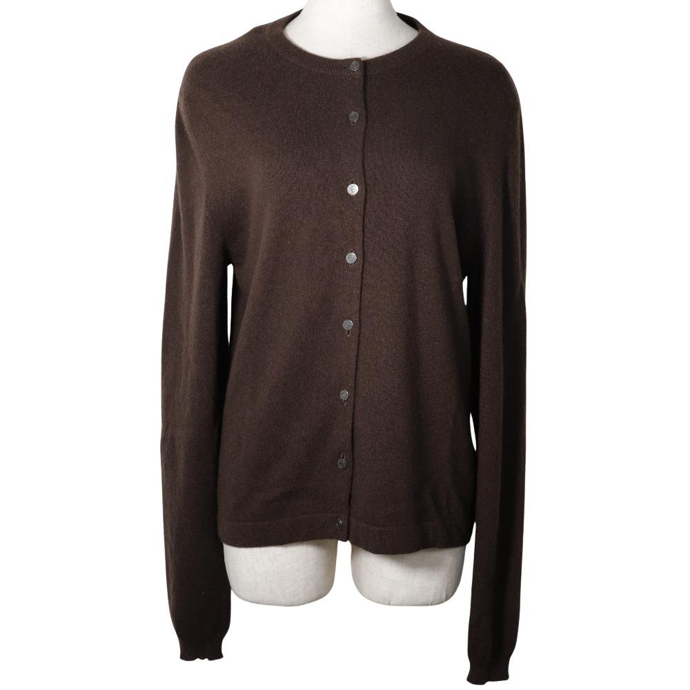 Hermes Serie Button Cardigan Brown Cashmere Women Used