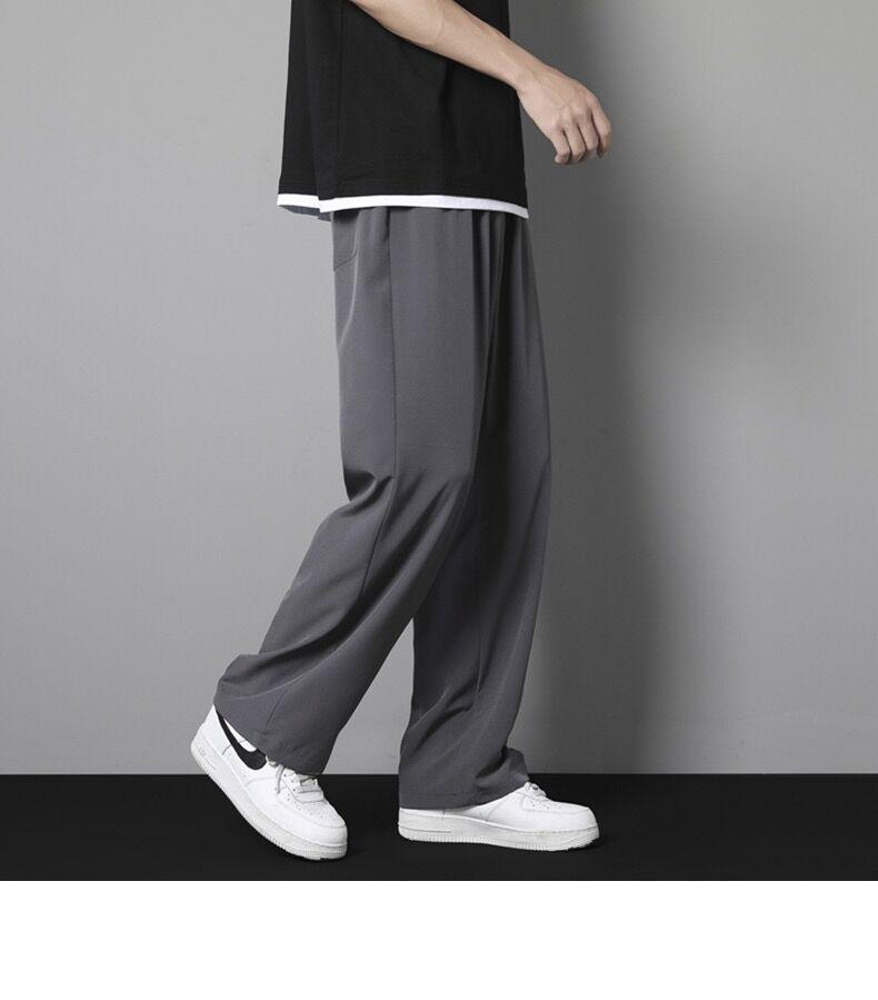 Pánské tenké kalhoty s širokými nohavicemi ve stylu Hongkongu - Trendy, ležérní a volný střih na jaro a léto