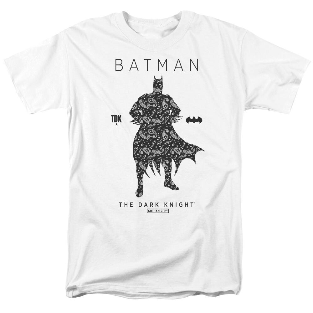 Batman Paisley Silhouette T Shirt Licensed Comic Book Tee White L