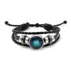 Jewelry Vintage Leather Rope Combo Time Luminous Gemstone Bracelet Signs