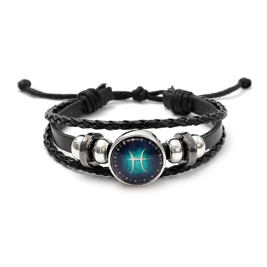 Jewelry Vintage Leather Rope Combo Time Luminous Gemstone Bracelet Signs