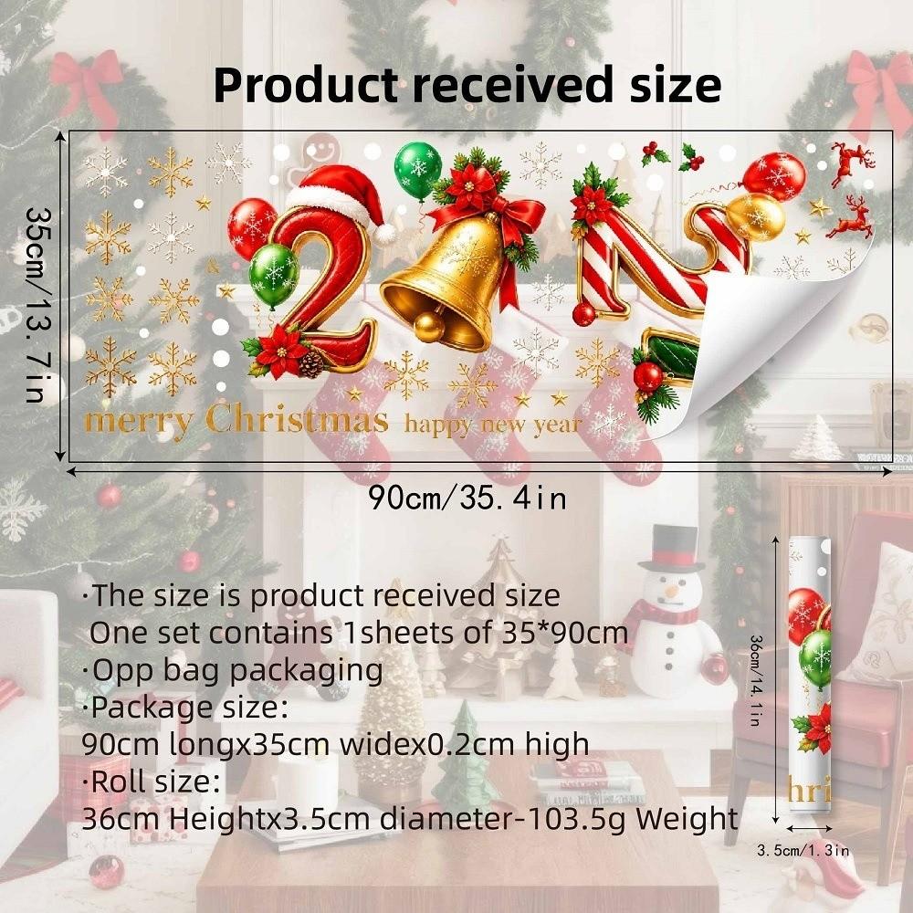 Two-sided Christmas Glass Window Sticker Removable Static Xmas Party Door Stickers Party Supplies