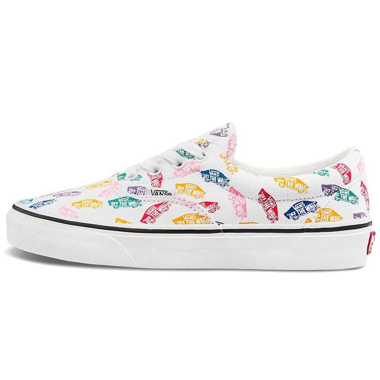 Vans Era Casual All Over Print Colorful Logo Trendy Versatile Low Top Skate Shoes Unisex Sneakers White VN0A54F19M5