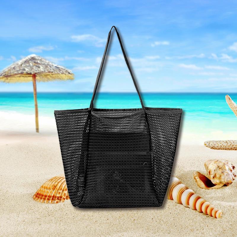 Hot selling, Mesh Beach Bag, Caramel Color, Toilet Bag, Swimming Clothing Storage Bag, Single Shoulder Handbag, Travel Portable Bag