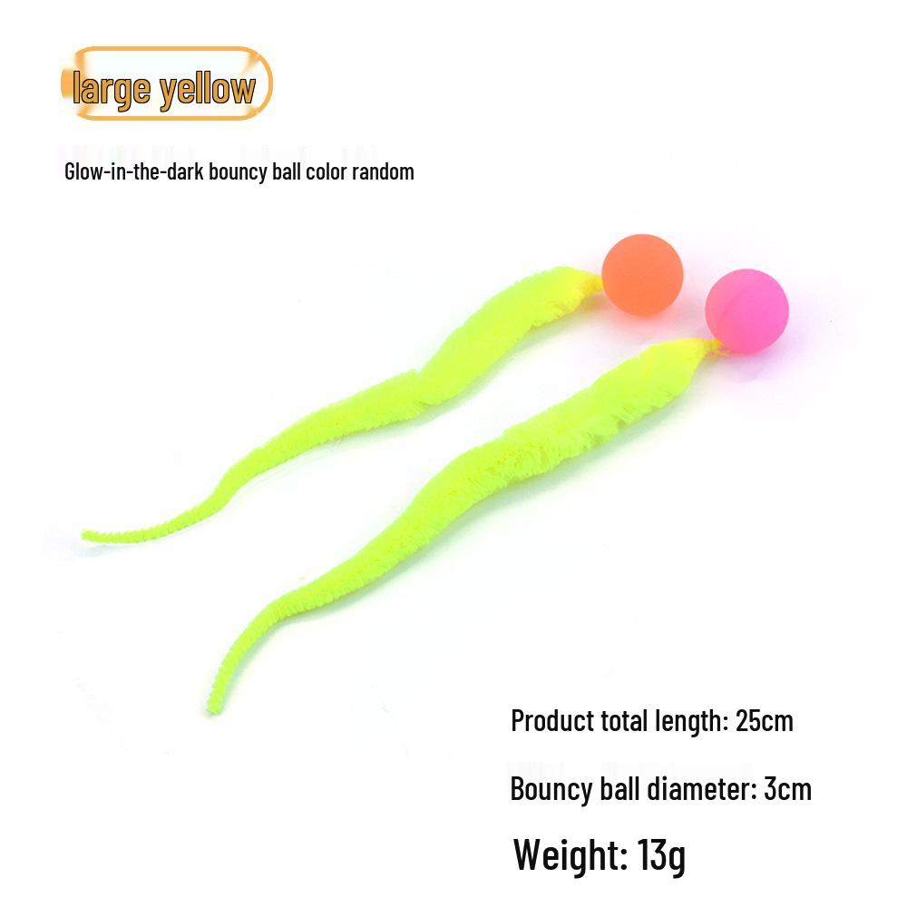 Solid Color Elastic Ball & Caterpillar Teaser Stick Kitten Toy