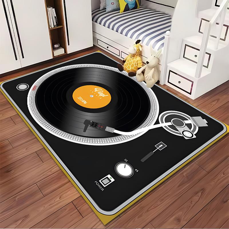 Retro Vinyl Record Design Rug Non-slip Rug Suitable for Living Room and Bedroom Sofas.