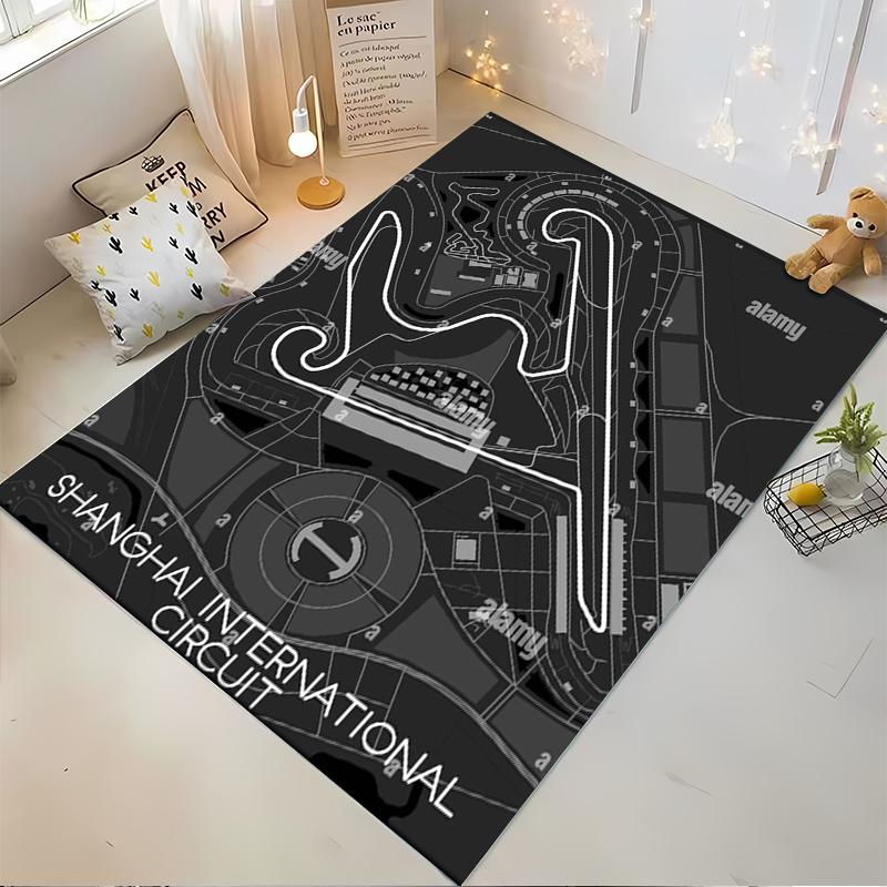 Black and White Shanghai Circuit Map Design Rug Non-slip rug suitable for living room and bedroom sofas sofas