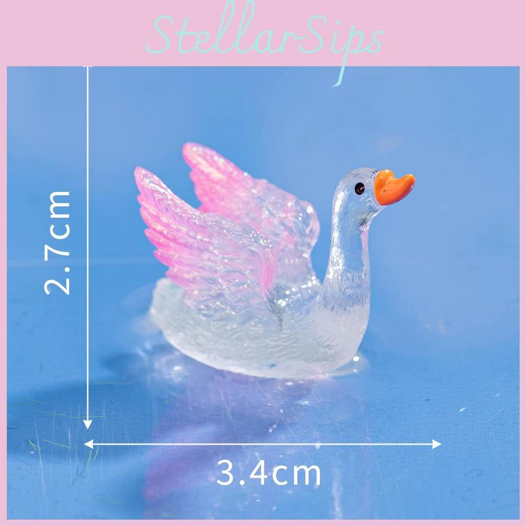 Colorful Swan Luminous Resin Ornament For Home Desk Decor And Crafting Diy