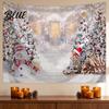 Christmas Wall Hanging Snow Scene Tapestry Holiday Backdrop Xmas Tree Cloth for Window Wreath Tapestry Bedroom Living Room 59x39 Inch Party