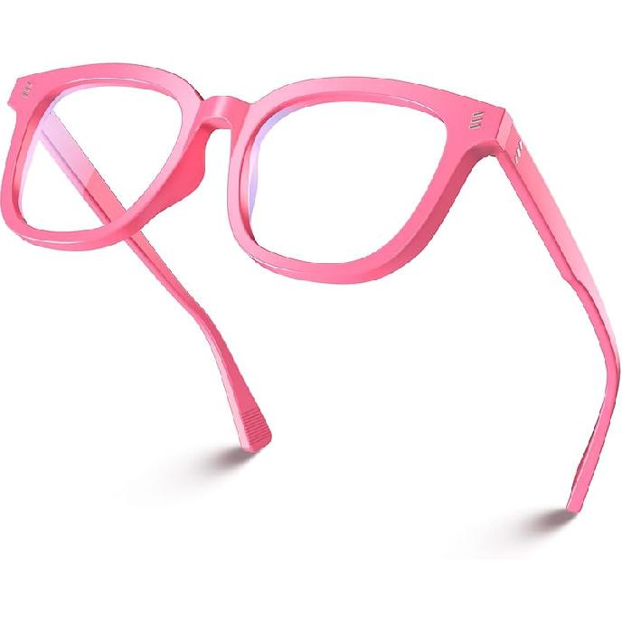 VISOONE Square Classic Blue Light Blocking Glasses with Non Prescription Anti Glare For Women and Men NOE роза розовый