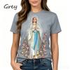 T-shirt Imprimé 3D Vierge Marie Déesse de la Miséricorde de Pâques Chrétien Béni Jésus Dieu T-shirt Style Féminin Vêtements Hauts à Manches Courtes T-shirt