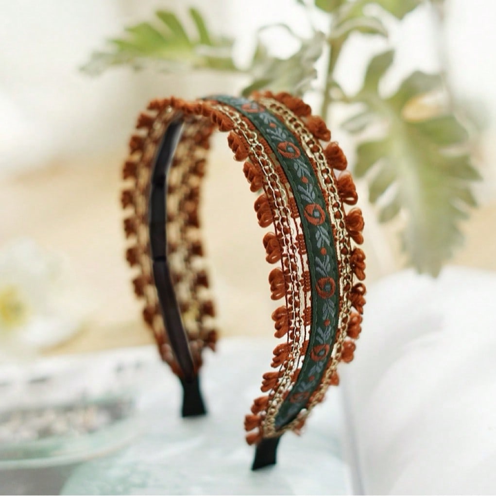 1pc Women's Colorful Boho Style Floral Embroidered Headband, Cute For Daily Use,Hairband,Hair Hoop Headbands