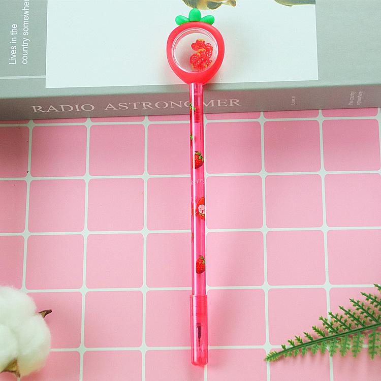 

1 шт. Канцелярские принадлежности Kawaii гелевая ручка школьные и офисные принадлежности креативные фрукты блестки отдых милая гелевая ручка Ink Color:Black