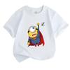 Kids Boys Girls 100% Cotton Crew Neck Short Sleeve T-Shirt, Funny Cute Flying Super Hero Minion Print Casual Comfortable Tee for Children Daily Outdoo