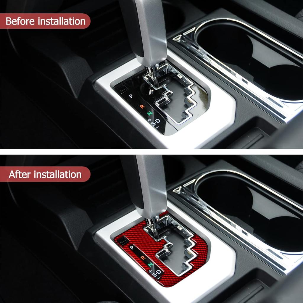 SUNJIKA Compatible with Center Console Carbon Fiber Gear Shifter Box Panel Sticker Car Truck Interior Accessories for Toyota Tundra 2014 2015 2016