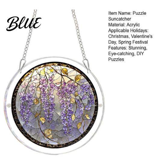 Garden Decorative Suncatcher Acrylic Puzzle Suncatcher Stained Glass Style Window Hanging Sun Catcher Panel DIY Colorful Art Jigsaw for Home Decor