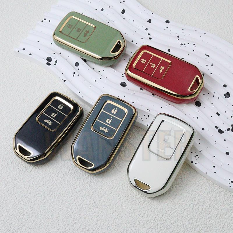 Tpu Car Key Case Cover Fob Shell For Honda Grace Ix Civic Hrv Crv Xrv Cr-V Crider Odyssey Pilot Fit Accord - 3 Bottons